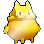 Shiny Golden Pot of Gold Cat