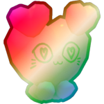 Shiny Rainbow Heart Balloon Cat