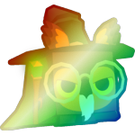 Shiny Rainbow Old Wizard Owl
