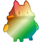 Shiny Rainbow Pot of Gold Cat