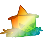 Shiny Rainbow Pumpkin Scarecrow