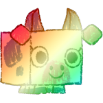 Shiny Rainbow Sketch Cow