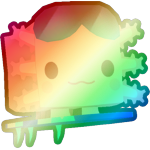 Shiny Rainbow Surfboard Axolotl