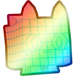 Shiny Rainbow Wireframe Cat